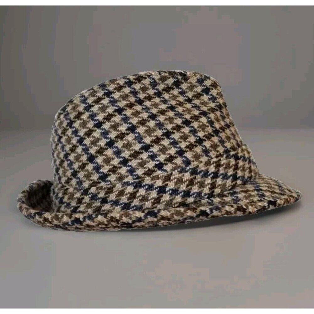 Vintage Churchill Fedora Mens Size 7 Brown Herringbone Wool Classic Hat